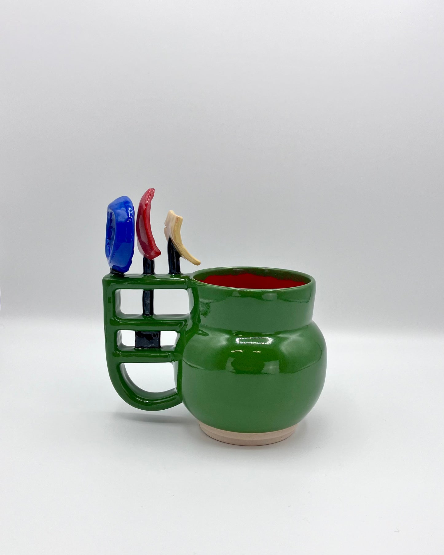 Yellow, red, blue mug