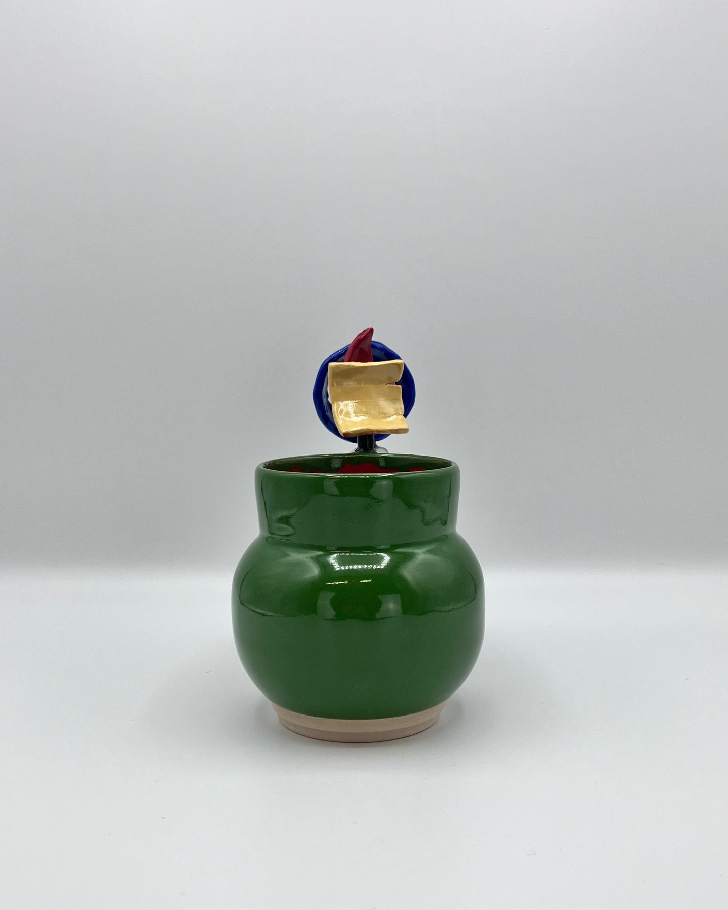 Yellow, red, blue mug