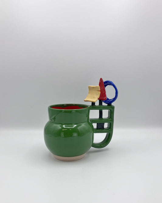 Yellow, red, blue mug