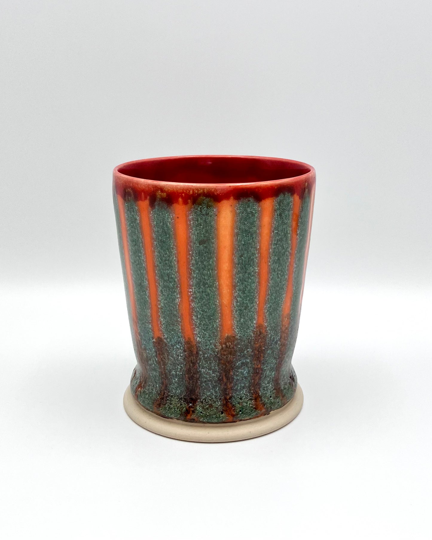 Chalk stripe green cup