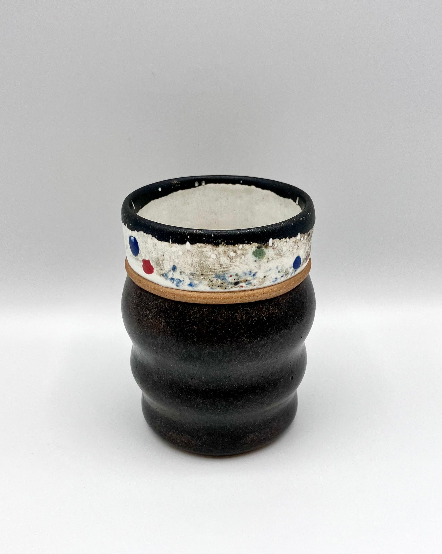 Ribbed tenmoku cup