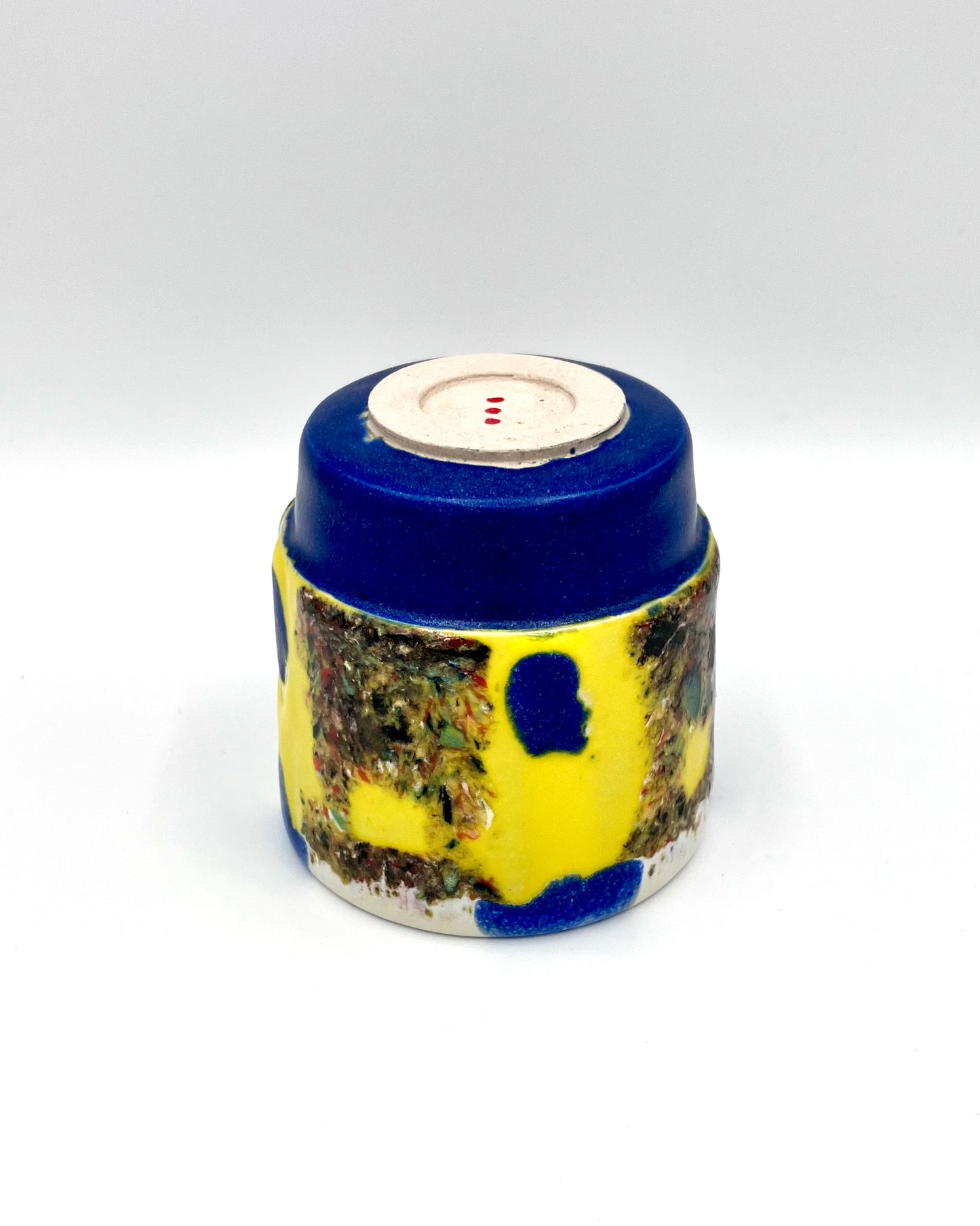 Blue & yellow leftovers cup