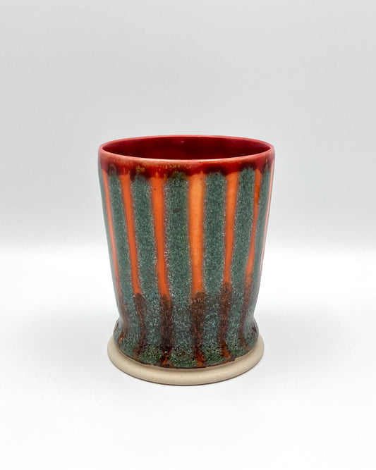 Chalk stripe green cup