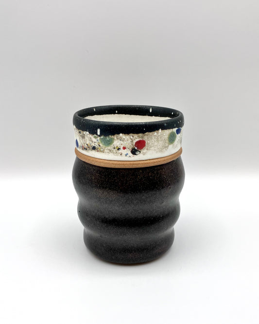 Ribbed tenmoku cup